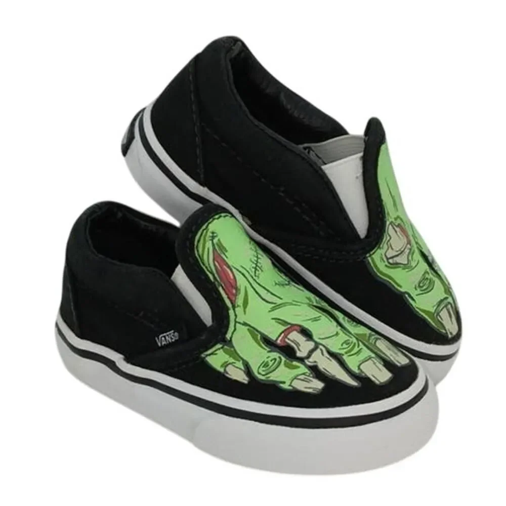 VANS MONSTER FEET Rare Toddlers Black & Green Sneakers - Size: 4 1/2T
